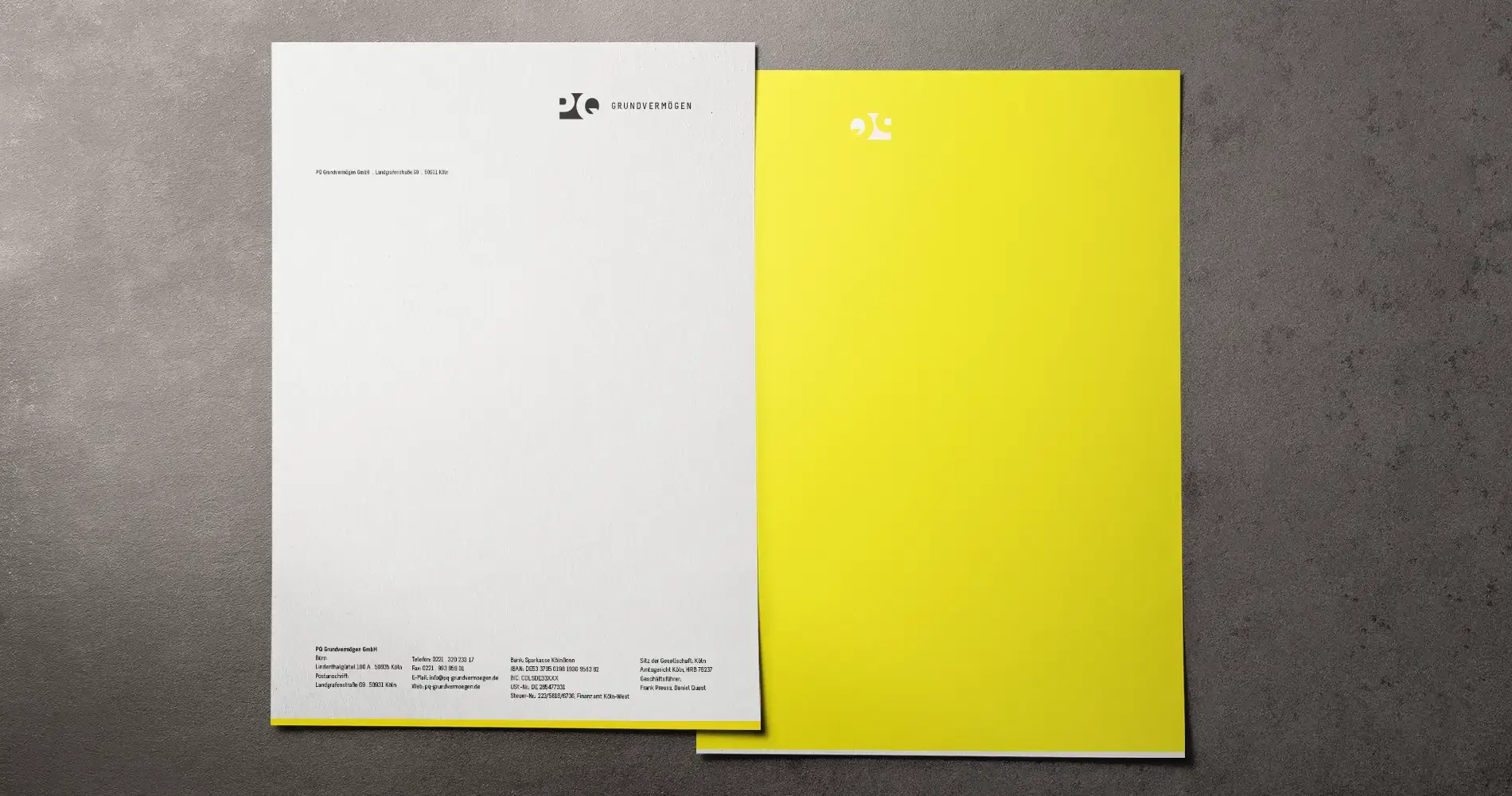 Geschäftsausstattung mit Briefbogen im Corporate Design für ein Immobilienunternehmen