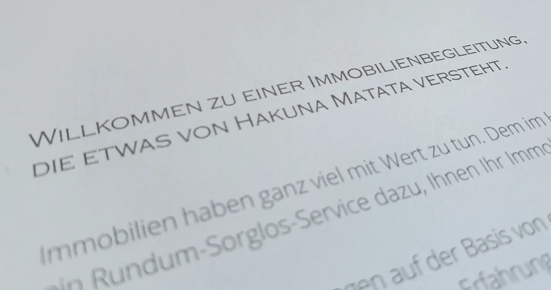 Detailaufnahme von Typografie in Guyenz Immobilien Broschüre