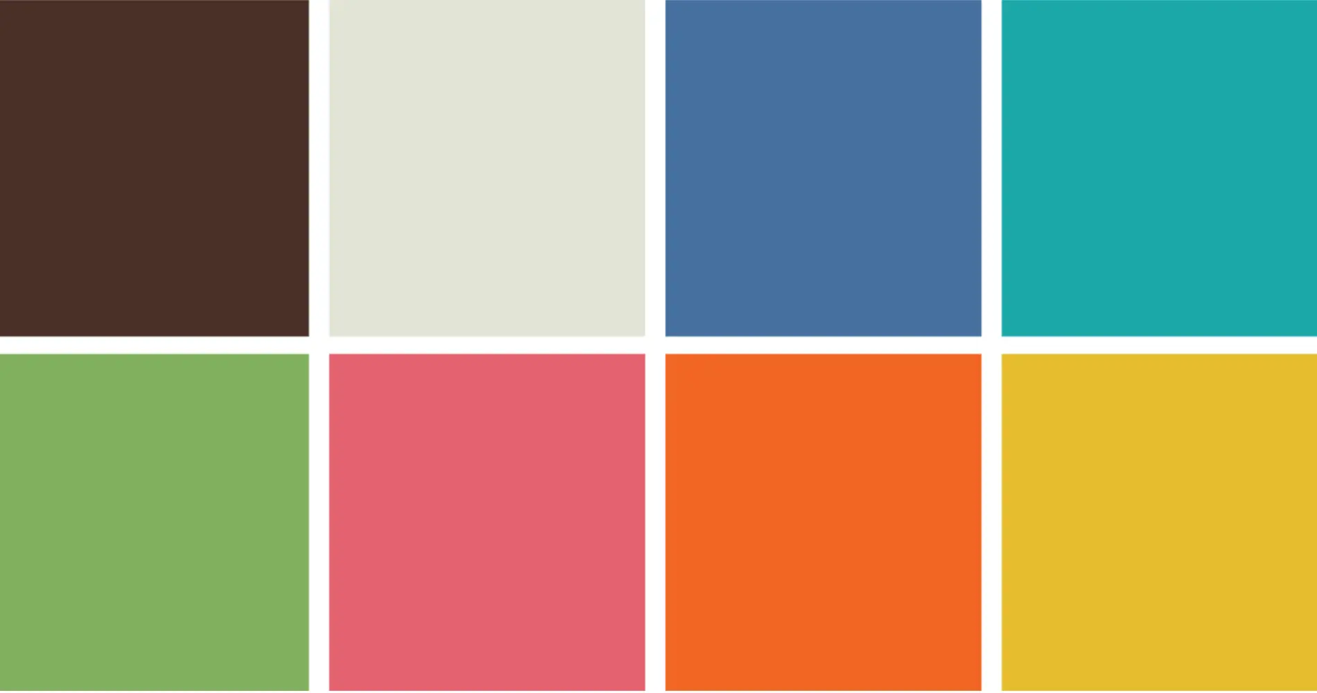 Farbpalette mit acht definierten Farbfeldern für ein Gastronomie-Branding