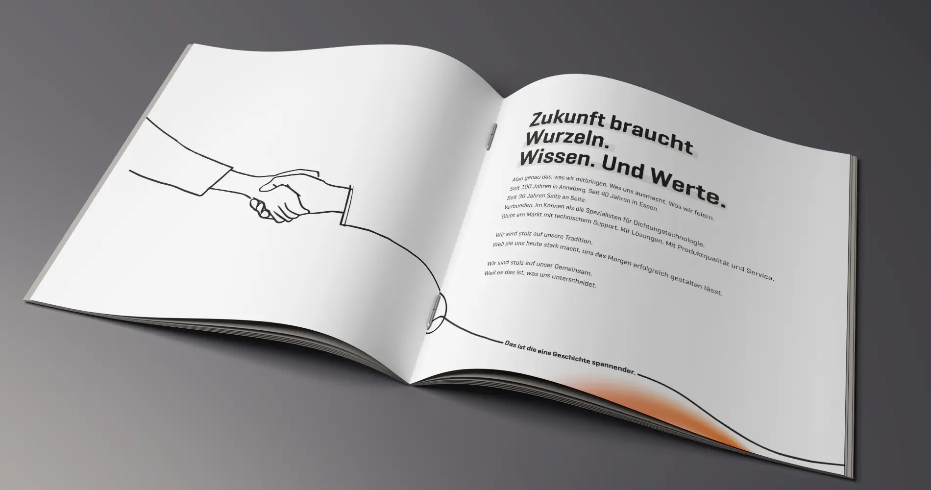 Editorial Design einer Unternehmensbroschüre von IDT mit illustrativer Gestaltung und Fokus auf Wertekommunikation