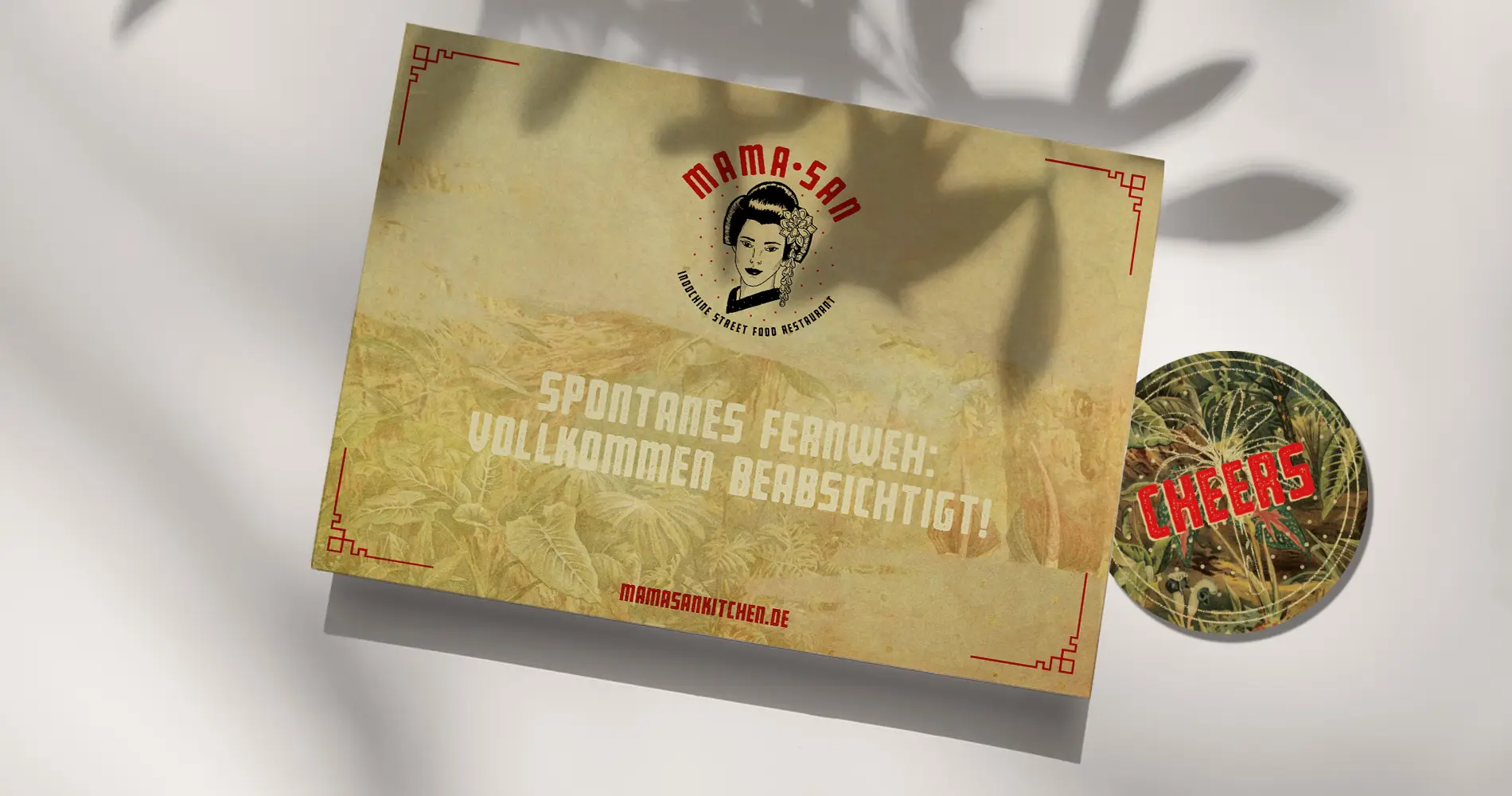 Tischset und Untersetzer im Mama San Design als Teil des Gastrobranding
