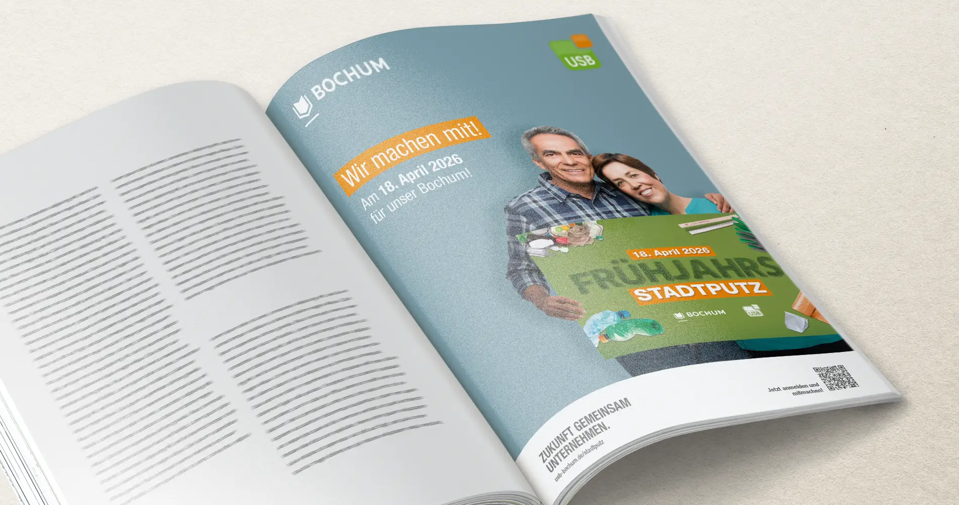 USB Frühjahrs-Stadtputz Bochum 2026 Anzeige in Magazin mit Aufruf zur Teilnahme an der Stadtreinigungsaktion