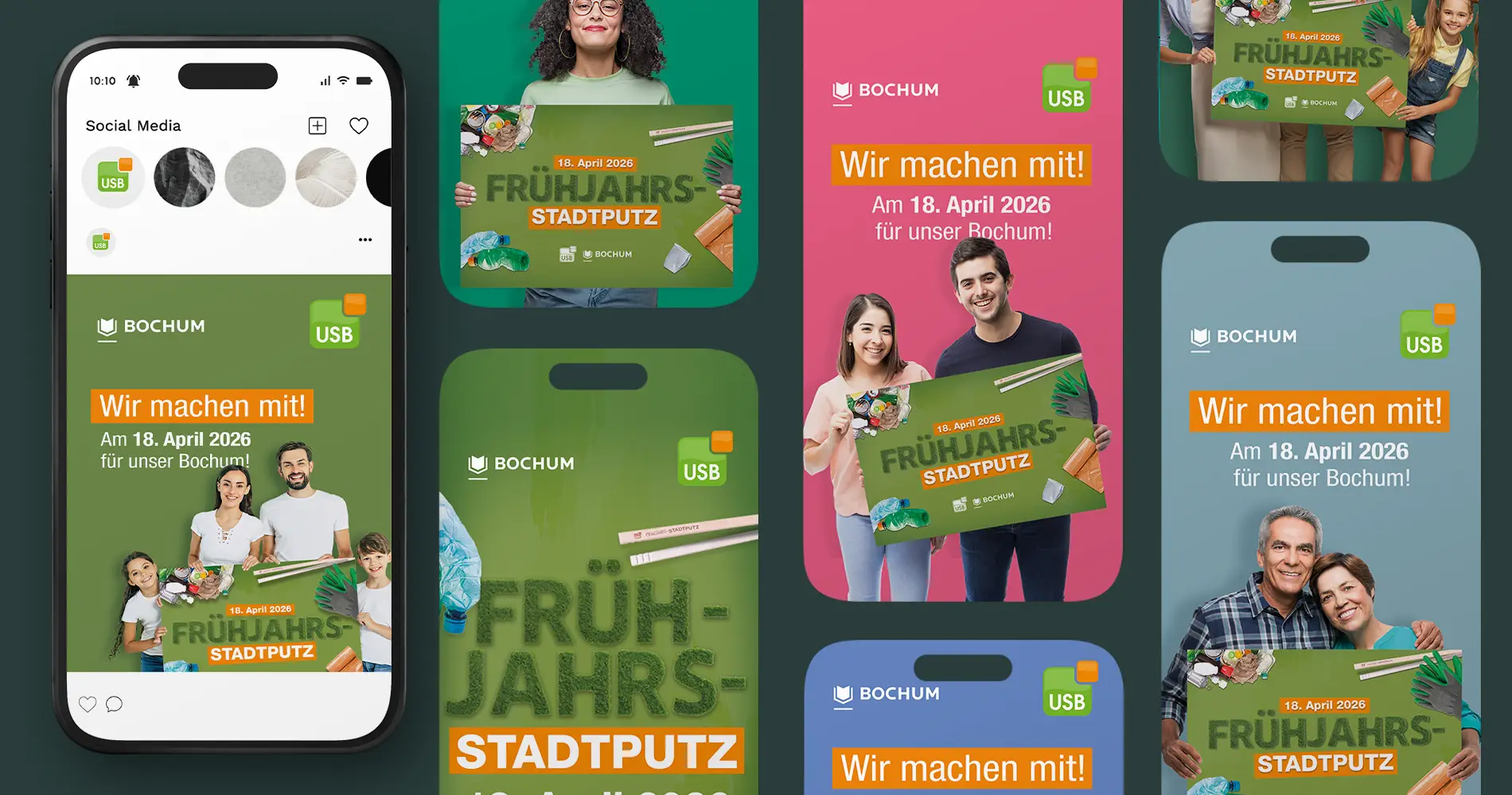 USB Frühjahrs-Stadtputz Bochum 2026 Social Media Kampagne Instagram Motive Übersicht