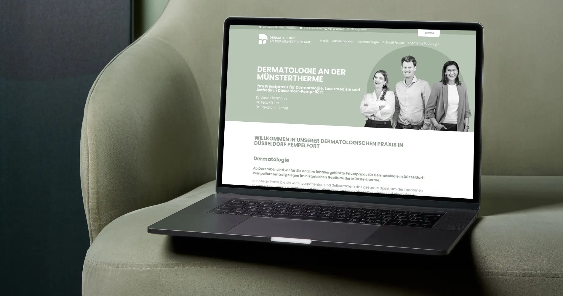 Webdesign der Webseite der Dermatologie an der Münstertherme