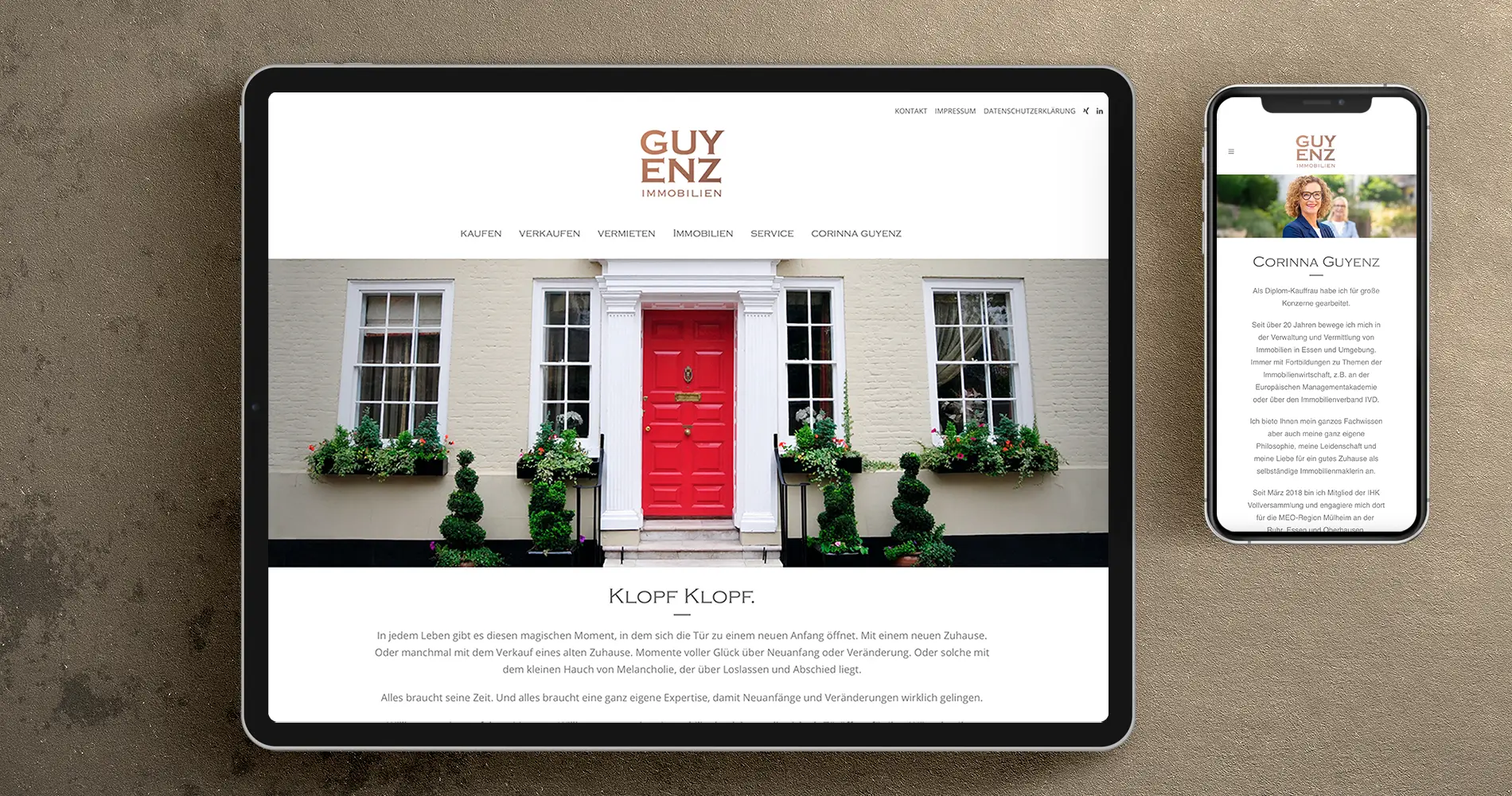 Website von Guyenz Immobilien auf Tablet und Smartphone dargestellt
