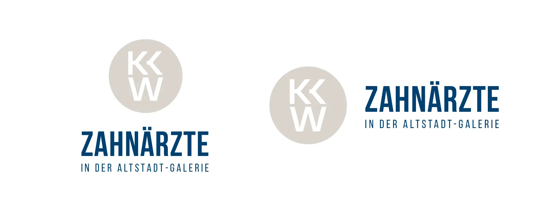 Logoentwicklung für die Zahnarztpraxis KKW mit Wortmarke und modernem Monogramm im minimalistischen Corporate Design.