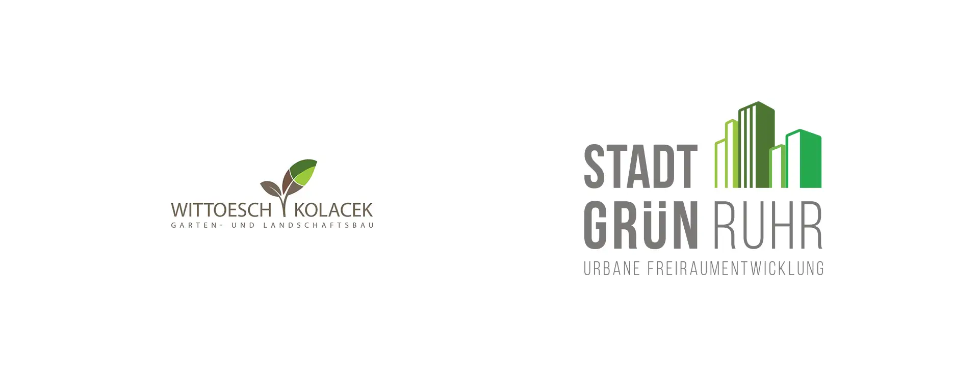 Logoentwicklung für Stadtgrün Ruhr mit stilisierten grünen Hochhäusern und Wortmarke