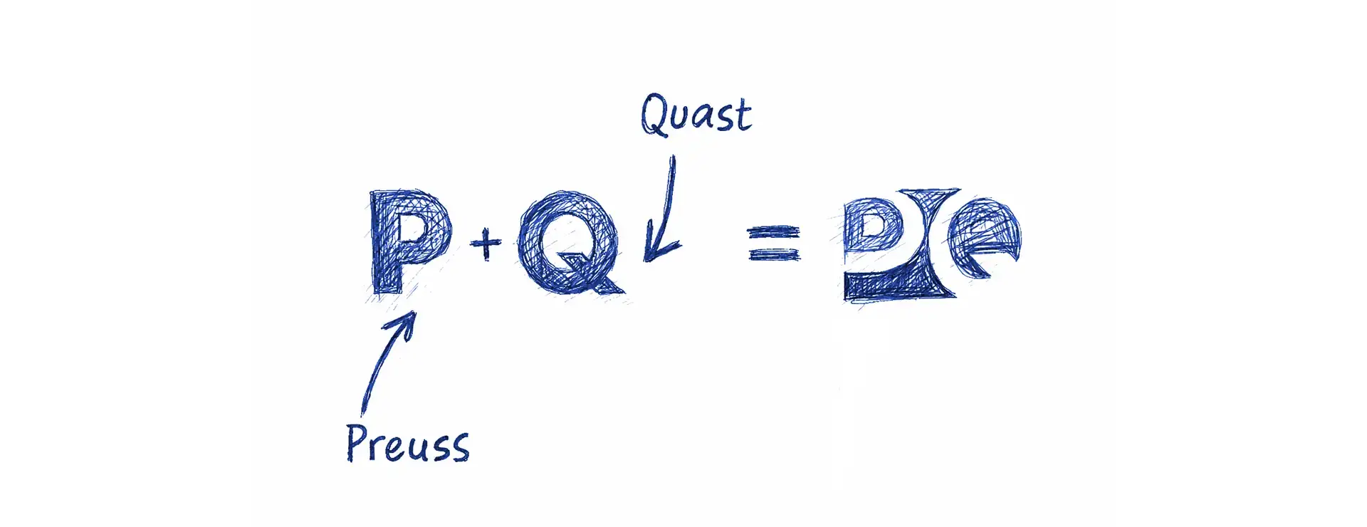 Skizze zur Entwicklung des Logos Grundvermögen mit den Initialen P und Q