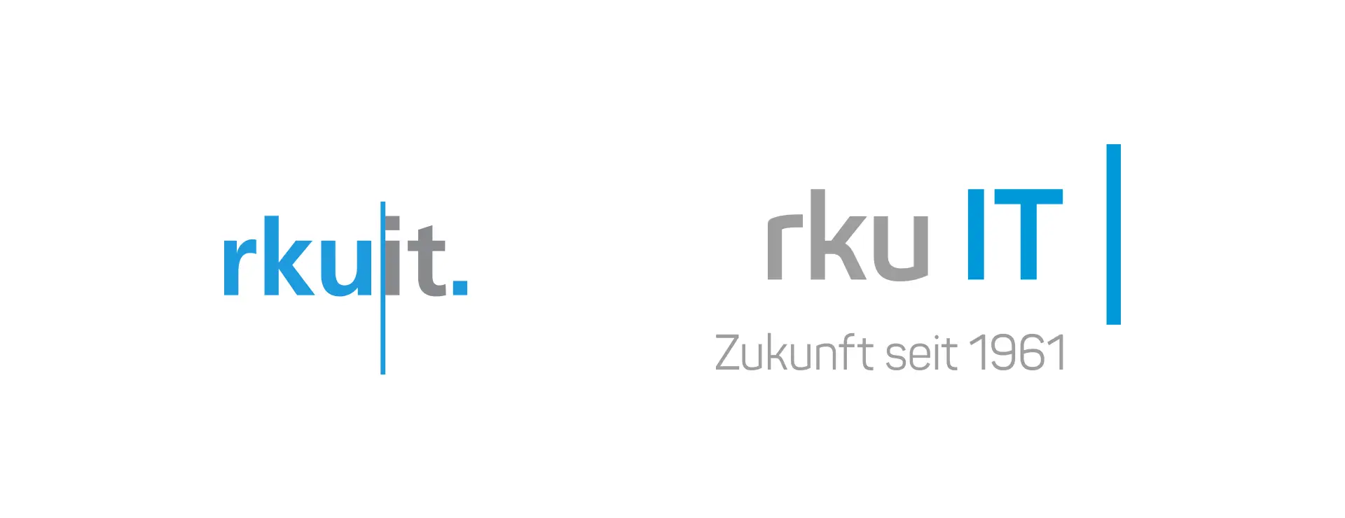 Logoentwicklung für rku IT mit Wortmarke und Claim „Zukunft seit 1961“