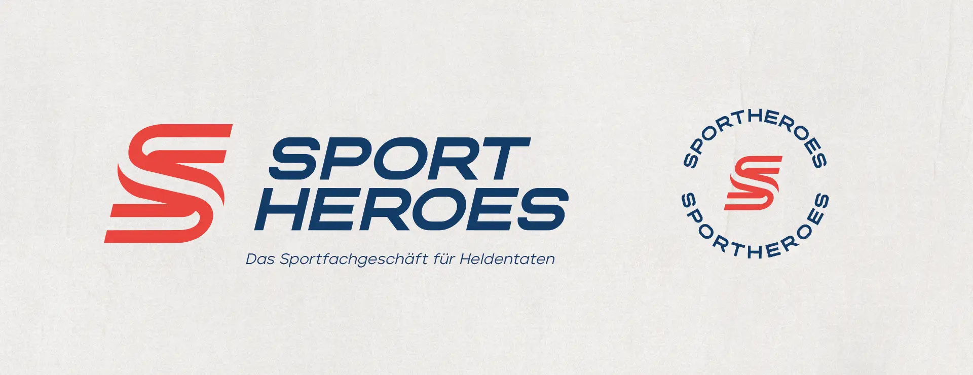 Logo und Wortmarke „Sport Heroes“ mit Signet und Rundvariante