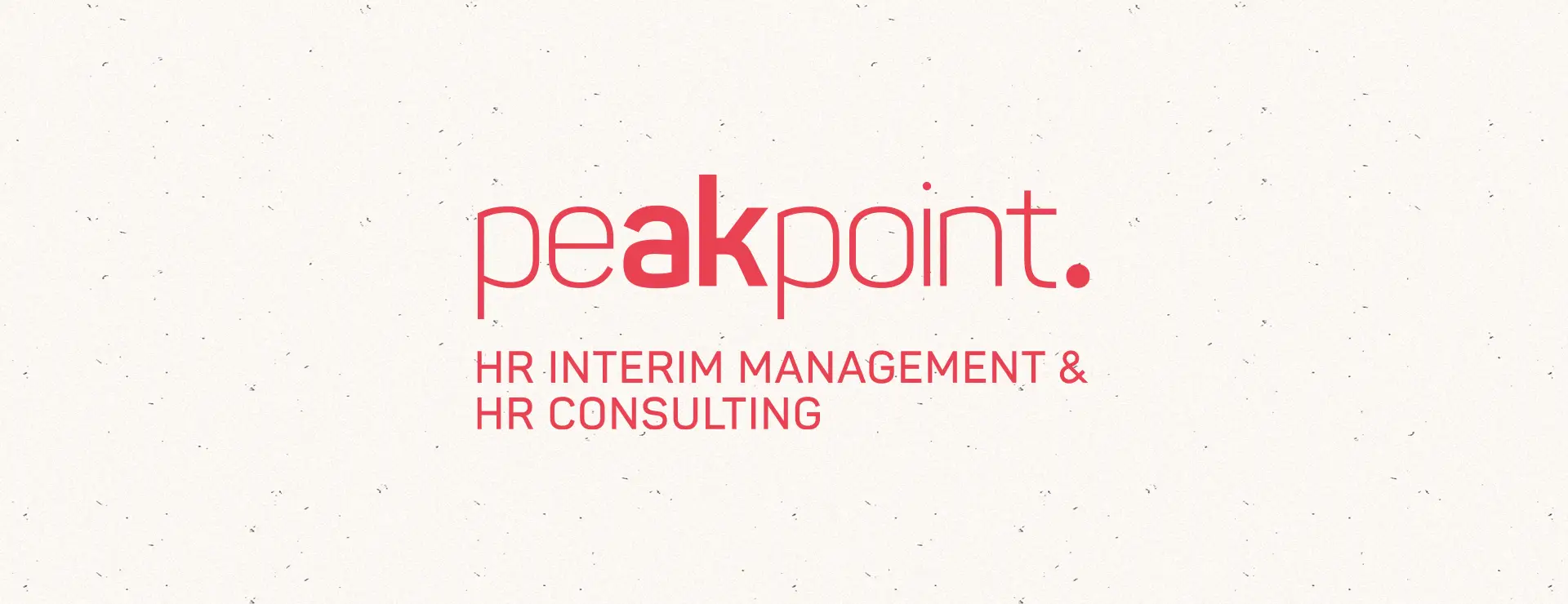 Finales Logo „peakpoint.“ in Rot mit Zusatz HR Interim Management & HR Consulting auf hellem Hintergrund