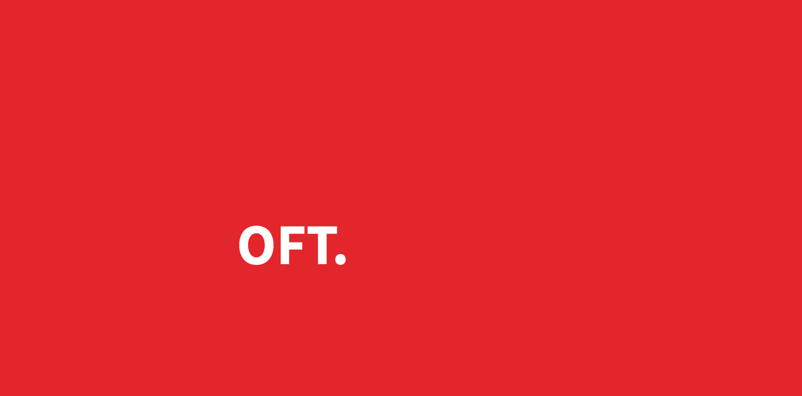 Zwei rote Flyer mit Claim „OFT. ÖFTER. OEFTE.“ im Licht-Schatten-Spiel