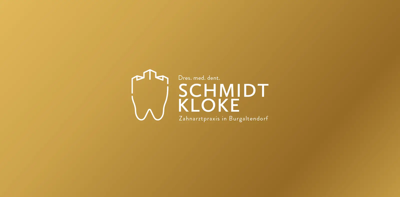 Logo der Zahnarztpraxis Schmidt & Kloke mit goldener Veredelung im Detail