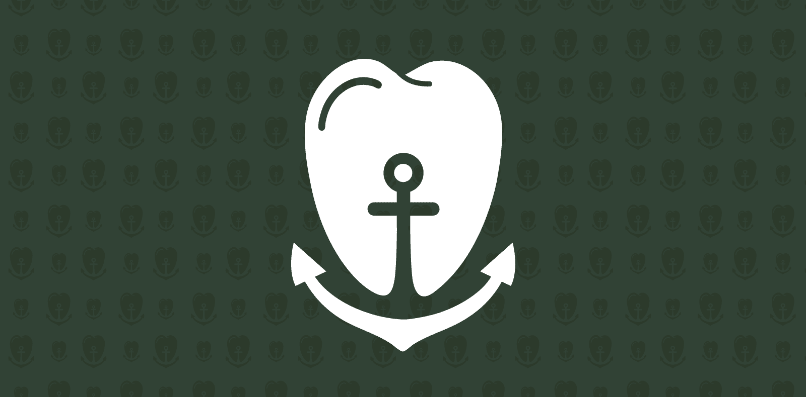 Logo der Zahnarztpraxis Zahnhafen Harburg mit Zahn- und Anker-Symbol auf dunkelgrünem Hintergrund.